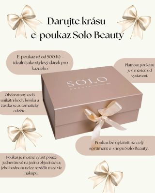 Chceš někomu udělat radost, ale nechceš sáhnout vedle? Dárkový e-poukaz Solo Beauty to vyřeší za tebe. 🎁✨ Vybereš částku,...